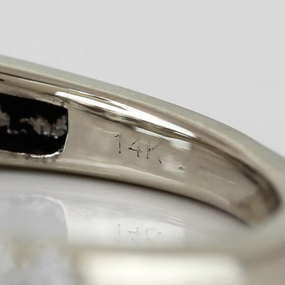 14K White Gold 3-Stone Princess Diamond Ring Round Accent Anniversary Cocktail - Picture 5 of 7